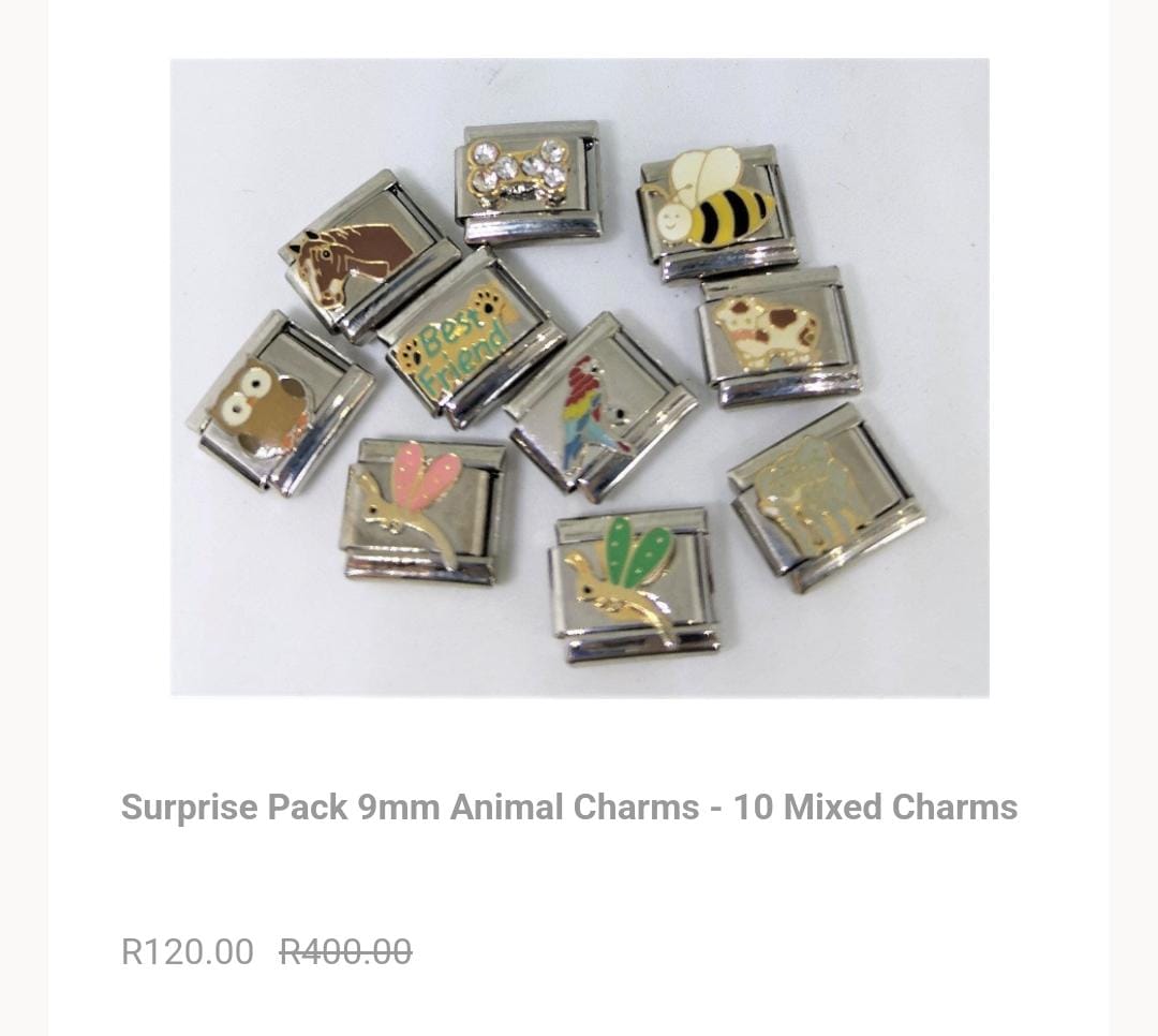 Surprise pack 9mm Animal Charms - 10 Mixed Charms
