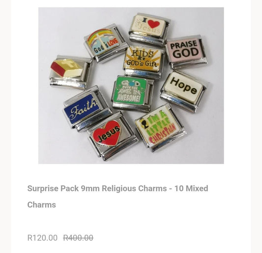 Surprise pack 9mm Religious charms - 10 mixed Charms